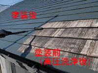 屋根塗装前と塗装後の比較